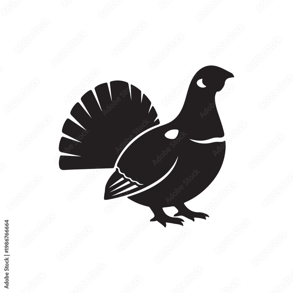 Fototapeta premium Grouse silhouette vector flat design on white background.
