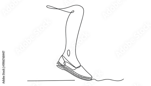 One continuous line illustration of an ladies shoes , isolated on white background.