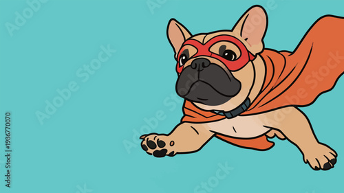 Superhero French Bulldog with Cape and Mask