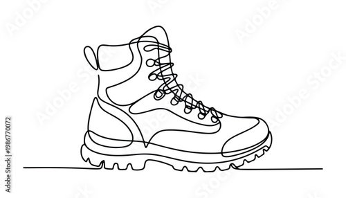One continuous line illustration of an leather boots , isolated on white background.