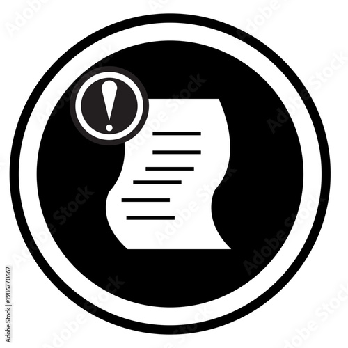 A warning sign displays a document with an exclamation mark.