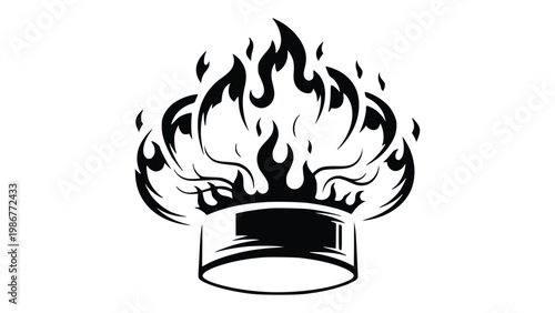 Flaming cylinder with a label and fire on top burning intensely