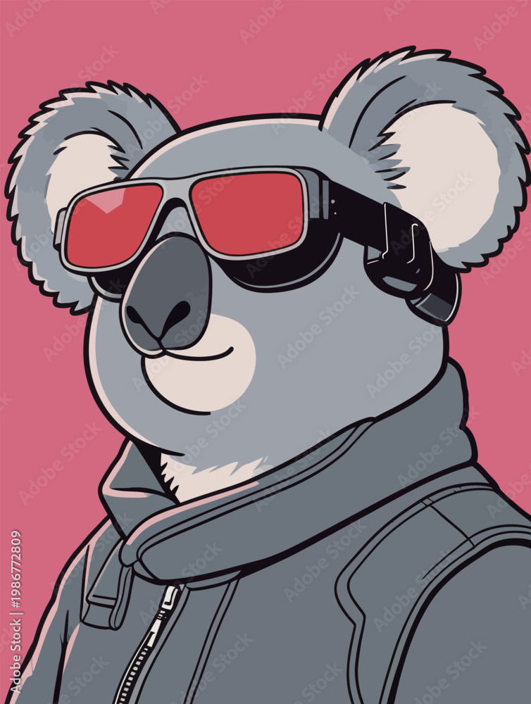 Naklejka premium Stylish Koala in Cool Attire with Sunglasses