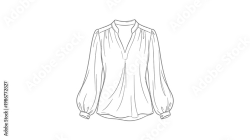 Elegant Vector Outline of a Women's Blouse