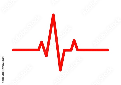 A red electrocardiogram reading on a white background