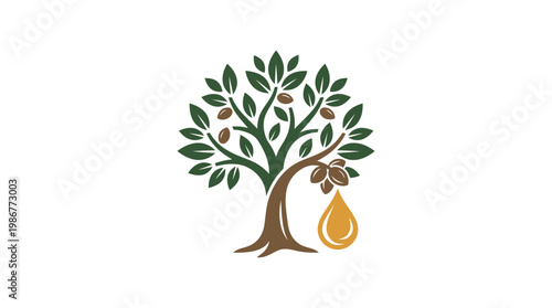 Argan Tree Symbolizing Oil Production Logo