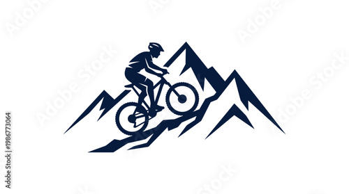 Mountain Biker Silhouette Conquering Peaks