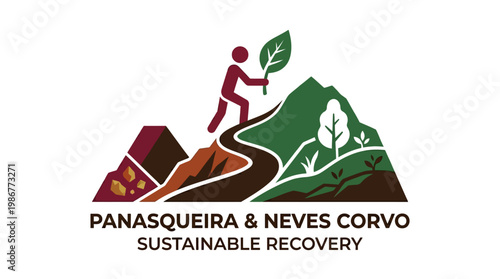 Sustainable Recovery Logo Featuring Person Climbing Mountain