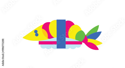 ebi sushi shrimp sushi nigiri japanese food colorful abstract modern art pop art seafood rice asian cuisine.
