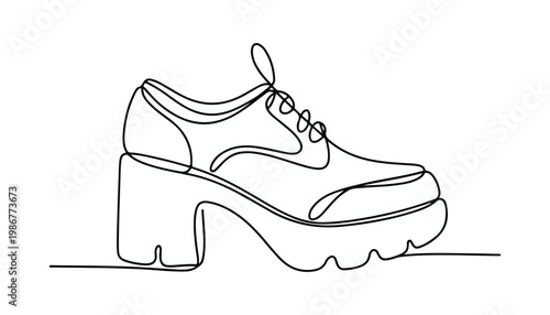 One continuous line illustration of an leather boots , isolated on white background.