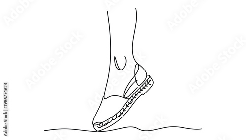 One continuous line illustration of an ladies shoes , isolated on white background.