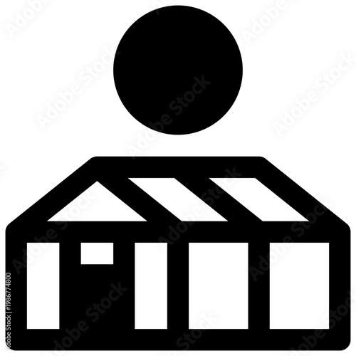Greenhouse effect. Outlined stroke vector icon with black-filled details.