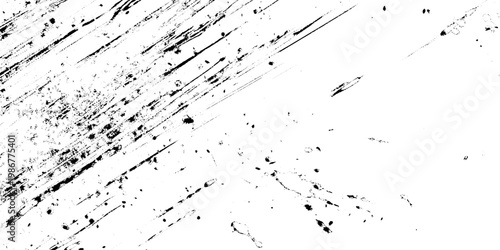Abstract black and white ink splatter with diagonal brush strokes, grunge texture, paint drips and splashes on a light background, dynamic artistic pattern, minimalist monochrome design vector.