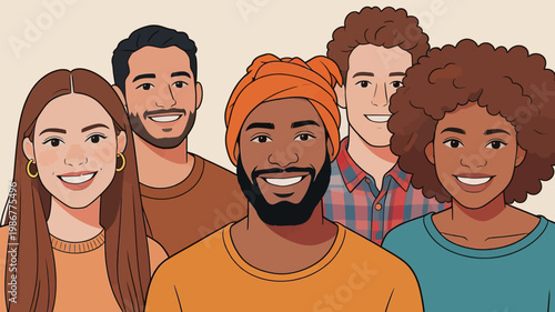 Group of Diverse People with Friendly Expressions