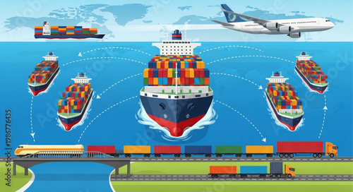 Global Logistics Network - Seamless Transportation of Goods by Sea, Air, and Land.