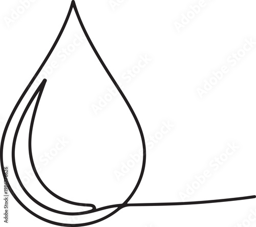 Continuous line drawing of drop. Water drop line icon. One line drawing background. Vector illustration. Water drop Continuous line icon. one line Icon drawing