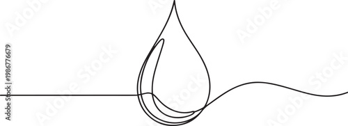Continuous line drawing of drop. Water drop line icon. One line drawing background. Vector illustration. Water drop Continuous line icon. one line Icon drawing