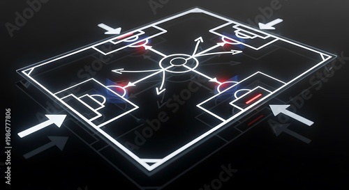 Neon circuit board, glowing white lines, electronic schematic, futuristic technology