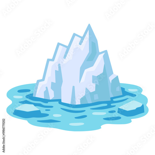 nature iceberg peak glacier flat color vector illustration template design