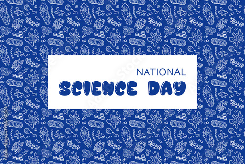 Blue Print ink elements font in vector format for biology, pharmacy and medicine laboratory. Science day hand drawn doodle pattern wallpaper