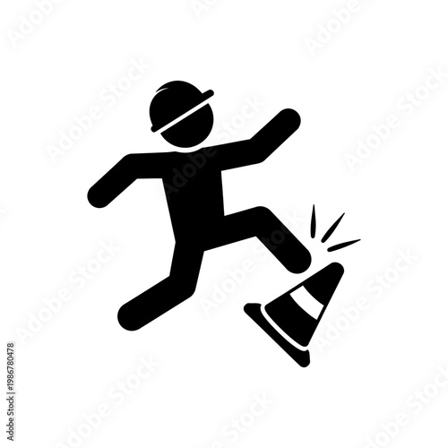 Tripping Over Construction Cone Icon