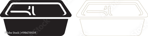 Black and brown bento food box silhouettes