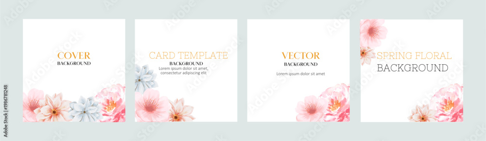 Fototapeta premium Spring season arrangement flat lay postcard style on background white 