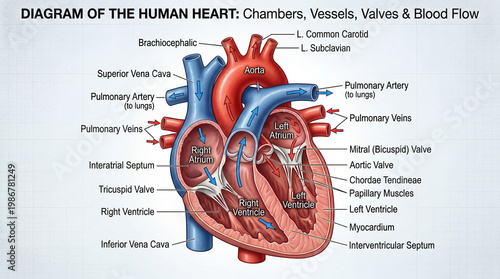 Human Heart Anatomy Chambers and Blood Flow
