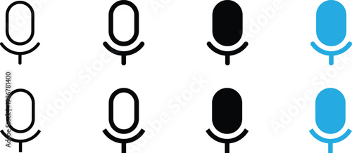 Set of microphone icons in different styles and colors