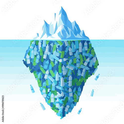 Plastic Bottle Iceberg: Pollution Threat Below Water Surface