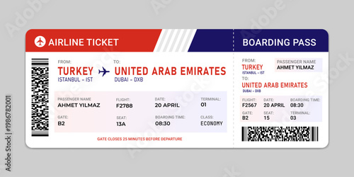 Foto Airline ticket and boarding pass template