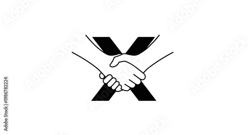 Handshake agreement with crossed lines.