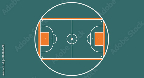 Soccer field diagram with orange markings.