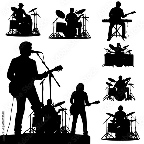 Rock Band and Musicians Silhouette Collection