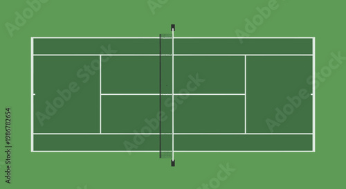 Tennis court layout with markings.