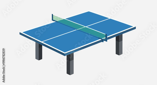 a blue ping pong table with a net.