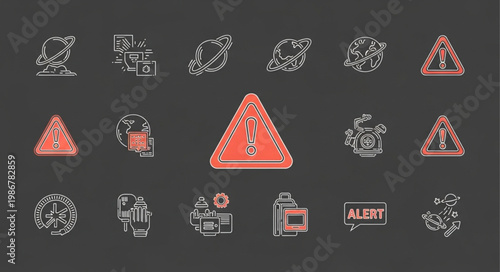 Warning Signs and Hazard Symbols Chalkboard Icons.