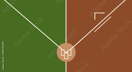 Baseball field markings and lines.
