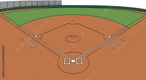 Baseball field layout with markings.