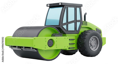 Cartoon Style Green Steamroller