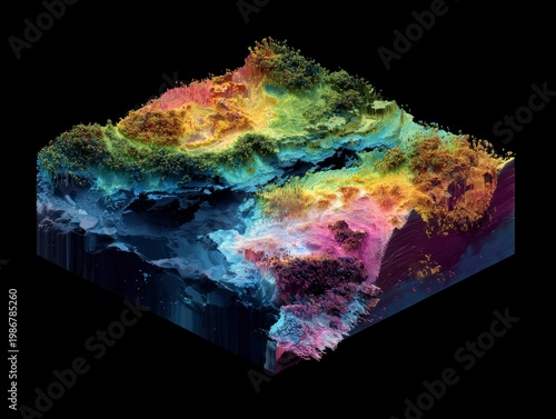 Vibrant Abstract Landscape with Colorful Textures and Patterns