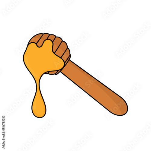 Honey Dipper with Drip Illustration