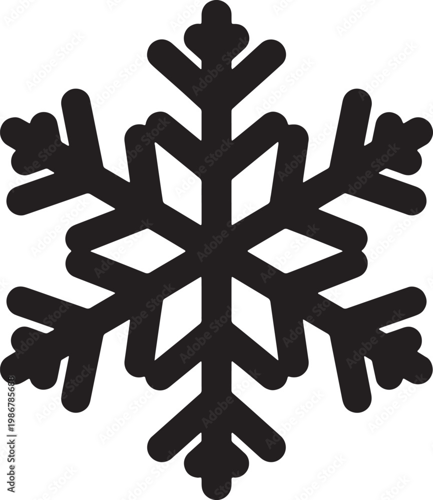 Fototapeta premium Six pointed snowflake icon symmetric geometric shape.