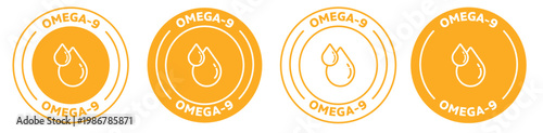 Rich in Omega-9 icon. Badge, symbol, logo vector on transparent background.