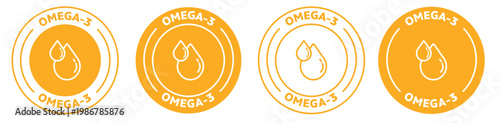 Rich in Omega-3 icon. Badge, symbol, logo vector on transparent background