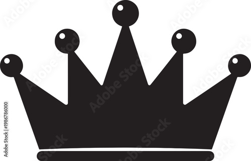 Stylized black crown icon isolated on transparent background.
