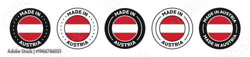 Free Download Set of Made in Austria label icons. Made in Austria logo symbol. Austria-made badge. Austria flag. suitable for products of Austria. vector illustration - GFXLoad