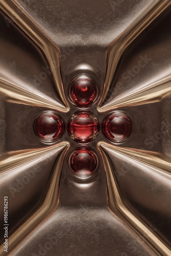 Abstract Form with Smooth Textures and Glossy Red Elements