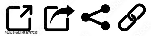 Share icon set. Social media link share buttons. Data or files send symbol. Copy website url vector icons.