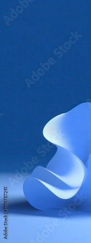 Abstract Curved Blue Shape on Soft Blue Background for Artistic Design